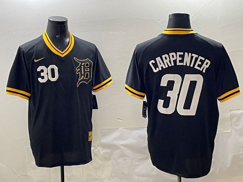 Men Detroit Tigers #30 Carpenter Black Gold Game 2025 Nike MLB Jersey style 5